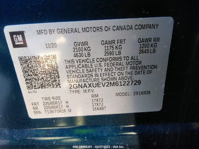 Chevrolet EQUINOX LT 2021 2GNAXUEV2M6122729 Image 11