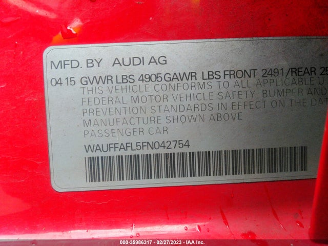 WAUFFAFL5FN042754 Audi A4 Premium Plus