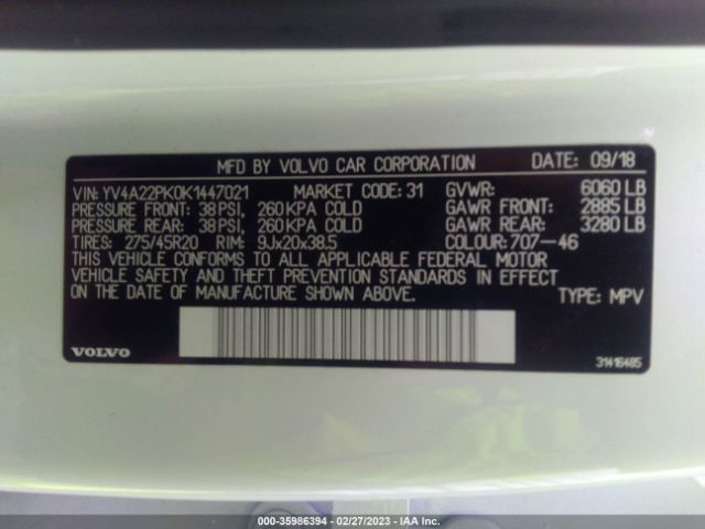YV4A22PK0K1447021 Volvo Xc90 Momentum