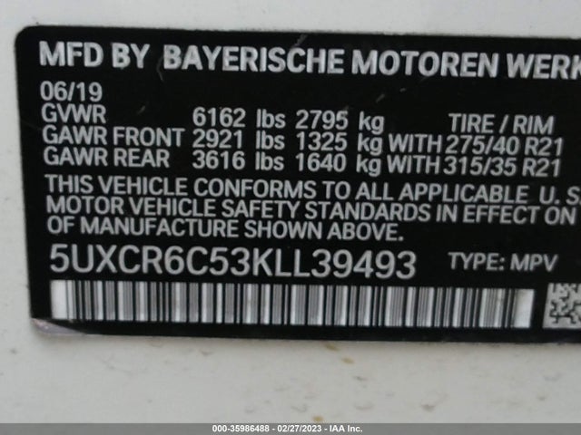 2019 BMW X5, VIN: 5UXCR6C53KLL39493