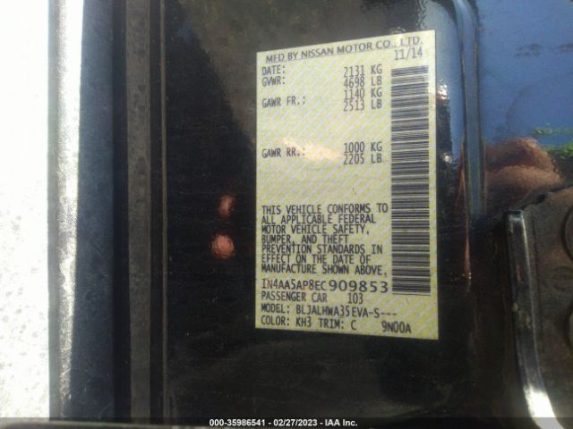 1N4AA5AP8EC909853 Nissan MAXIMA 3.5