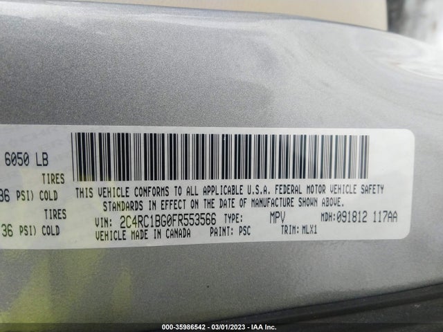 2C4RC1BG0FR553566 Chrysler Town & Country Touring