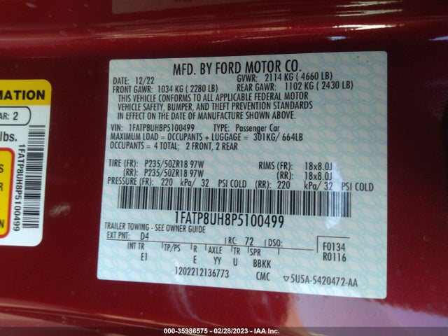 2023 Ford Mustang, VIN: 1FATP8UH8P5100499