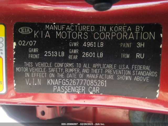 KNAFG526777085261 KIA Rondo Ex