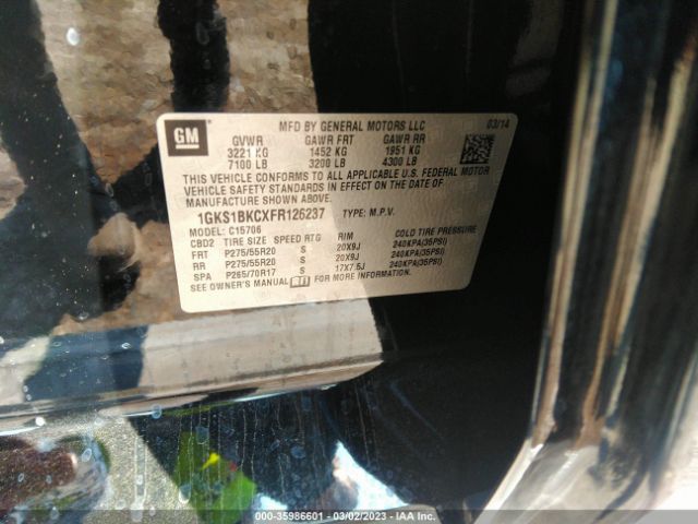 1GKS1BKCXFR126237 GMC YUKON SLT