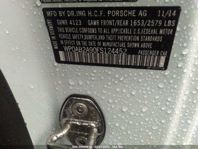 2015 Porsche 911, VIN: WP0AB2A90FS124452