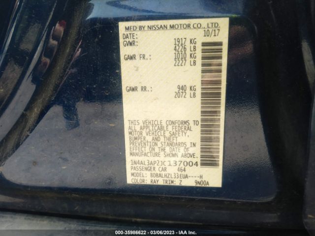 1N4AL3AP2JC137004 Nissan Altima 2.5 Sr