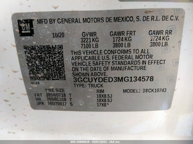 Chevrolet Silverado 1500 Lt 2021 3GCUYDED3MG134578 Image 9