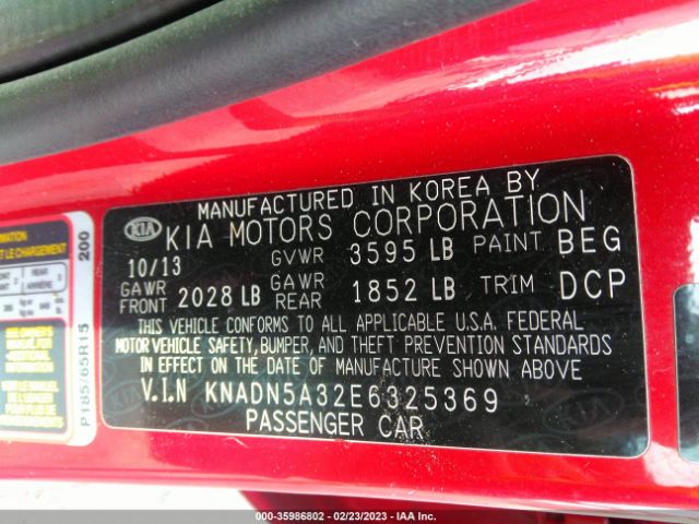 KNADN5A32E6325369 KIA RIO EX