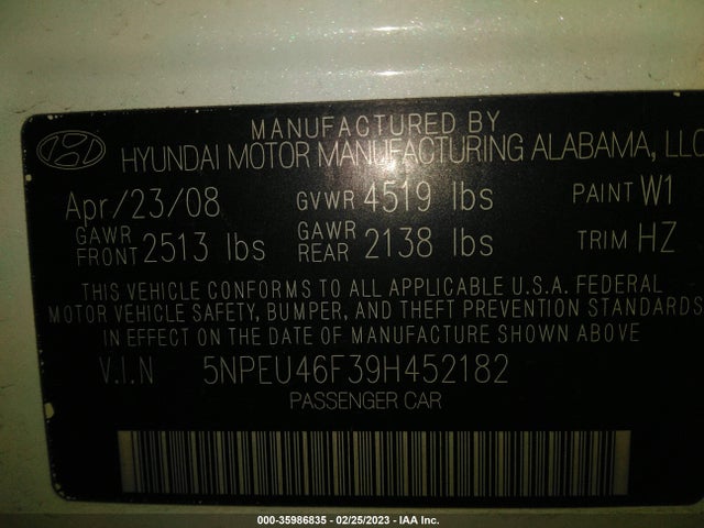 Hyundai SONATA SE 2009 5NPEU46F39H452182 Image 9