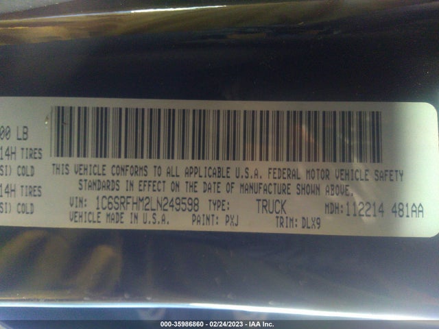 1C6SRFHM2LN249598 RAM 1500 Limited