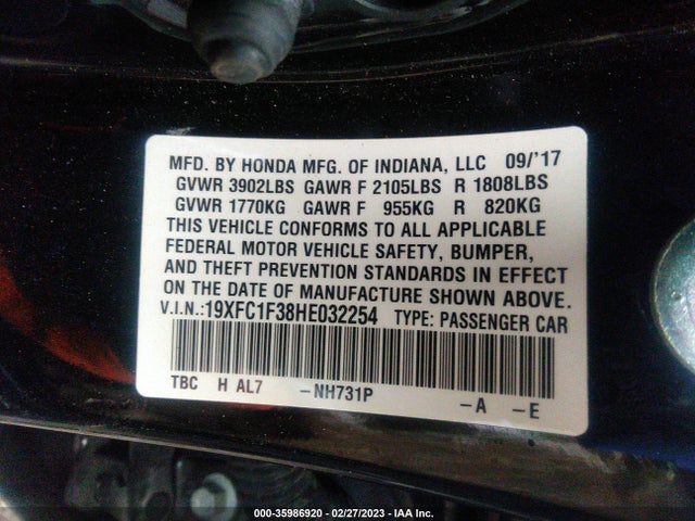 Honda Civic Ex-t 2017 19XFC1F38HE032254 Image 9