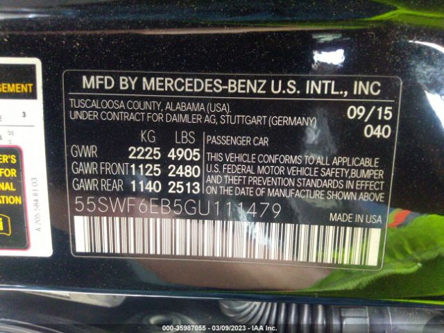 55SWF6EB5GU111479 Mercedes-Benz C-class C 450 Amg