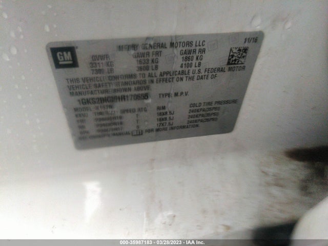 GMC YUKON SLT 2017 1GKS2BKC6HR170655 Image 9
