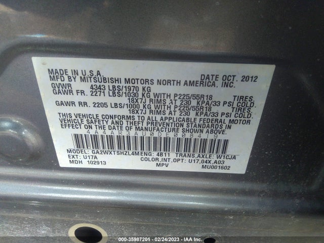 Mitsubishi Outlander Sport Es 2013 4A4AR3AU0DE008419 Image 11