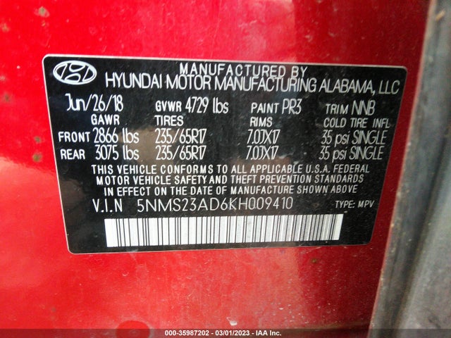 Hyundai Santa Fe Se 2019 5NMS23AD6KH009410 Image 11