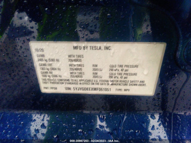 Tesla Model Y Long Range 2021 5YJYGDEEXMF061051 Image 9