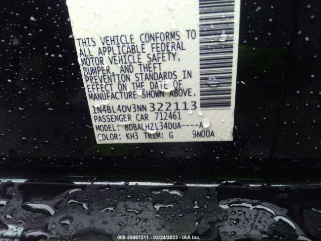 1N4BL4DV3NN322113 Nissan Altima 2.5 Sv