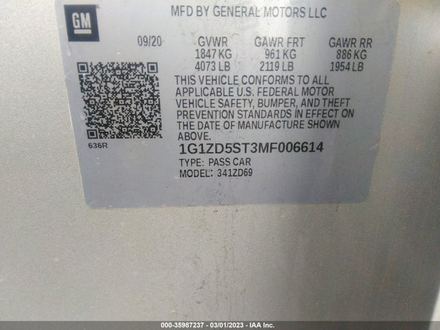 Chevrolet MALIBU LT 2021 1G1ZD5ST3MF006614 Image 9