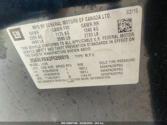 2GKALREK2F6288019 GMC Terrain Sle