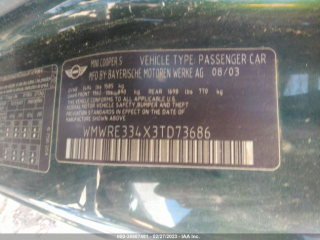WMWRE334X3TD73686 Mini Cooper Hardtop S