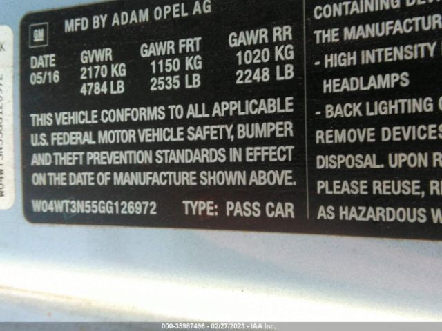 W04WT3N55GG126972 Buick Cascada Premium