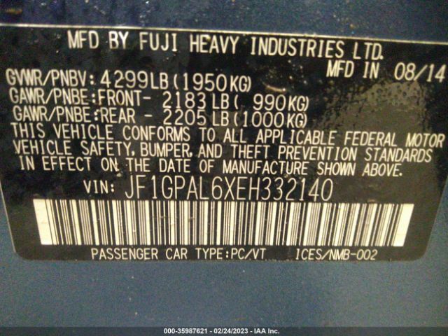 JF1GPAL6XEH332140 Subaru Impreza Wagon 2.0i Sport Premium