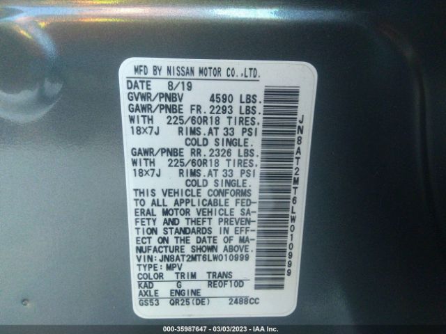 JN8AT2MT6LW010999 Nissan ROGUE SV
