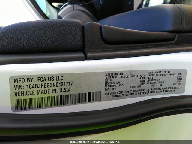 2022 Jeep Grand Cherokee, VIN: 1C4RJFBG2NC121717