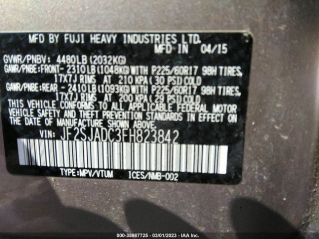 JF2SJADC3FH823842 Subaru Forester 2.5i Premium