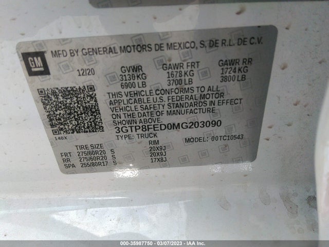 GMC Sierra 1500 Denali 2021 3GTP8FED0MG203090 Image 9