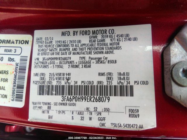3FA6P0H99ER268079 Ford FUSION SE