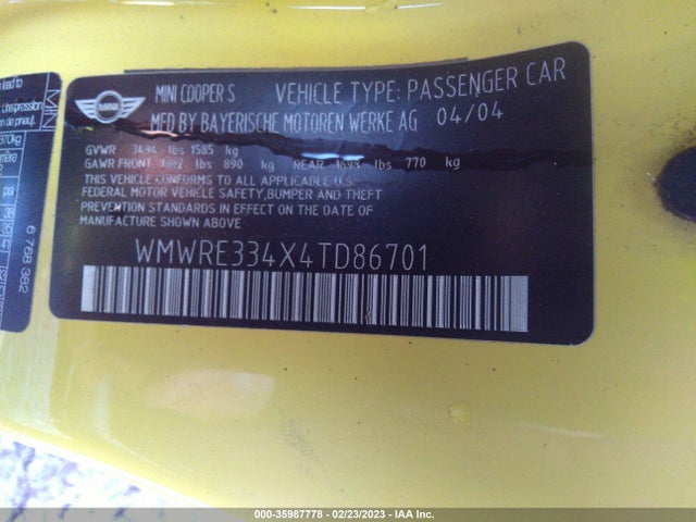 WMWRE334X4TD86701 Mini COOPER HARDTOP