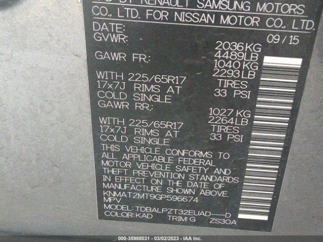 KNMAT2MT9GP596674 Nissan ROGUE S
