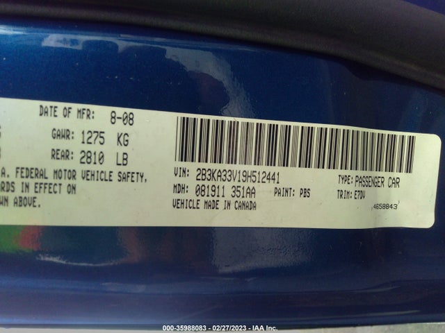 Dodge Charger Sxt 2009 2B3KA33V19H512441 Image 10