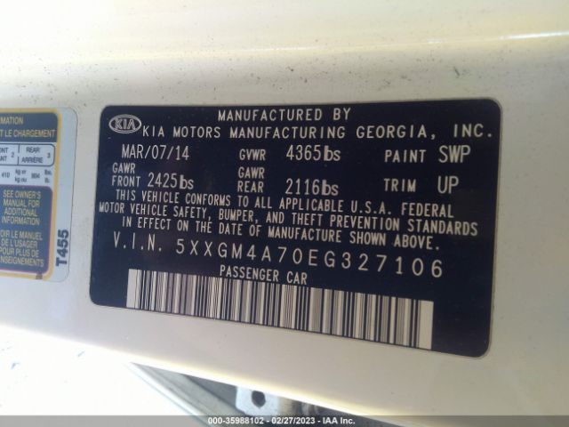 5XXGM4A70EG327106 KIA Optima Lx