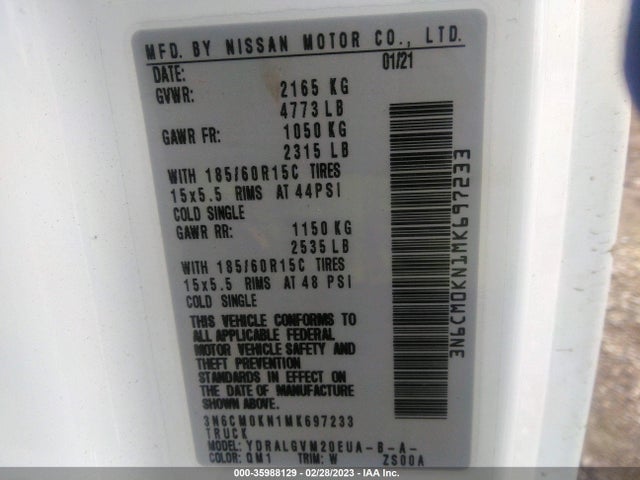 2021 Nissan NV 200, VIN: 3N6CM0KN1MK697233
