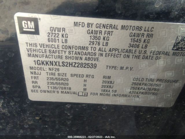 1GKKNXLS2HZ282539 GMC Acadia Denali
