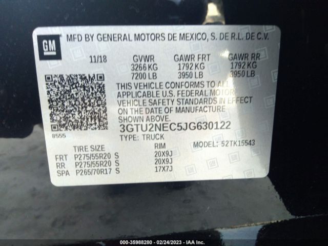 3GTU2NEC5JG630122 GMC Sierra 1500 Slt