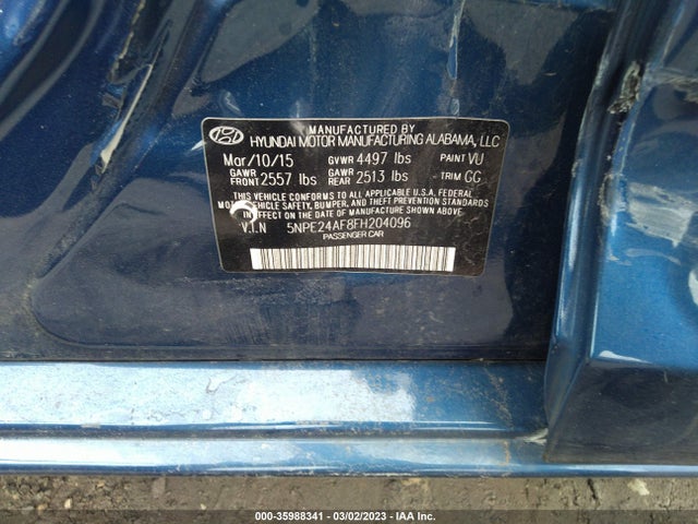 Hyundai Sonata 2.4l Se 2015 5NPE24AF8FH204096 Image 10