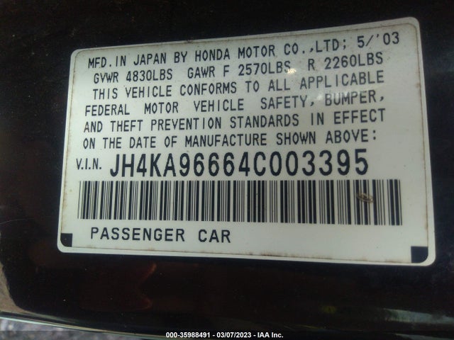 JH4KA96664C003395 Acura Rl W/navigation System