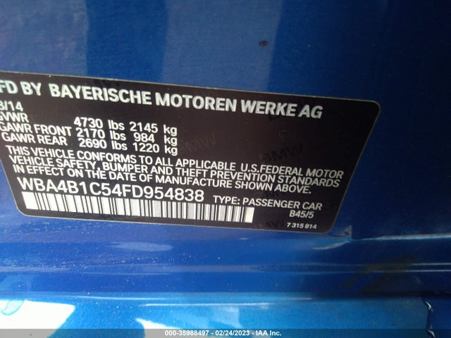 BMW 4 Series 435i 2015 WBA4B1C54FD954838 Image 9