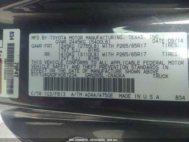 Toyota Tacoma Prerunner 2015 5TFTU4GN3FX067234 Image 9