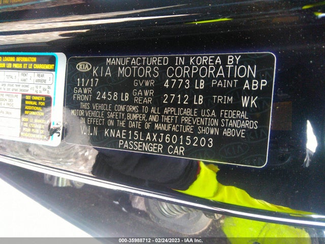 KIA Stinger Base 2018 KNAE15LAXJ6015203 Image 11