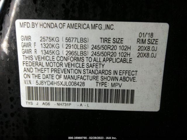 5J8YD4H5XJL008428 Acura Mdx W/technology Pkg