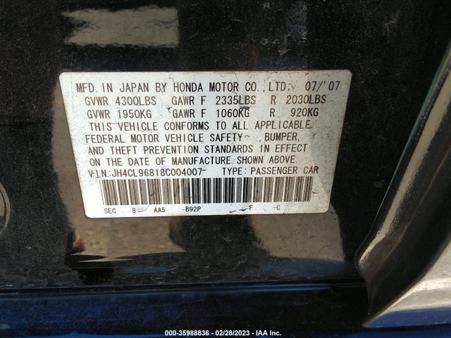 Acura TSX 2008 JH4CL96818C004007 Image 11