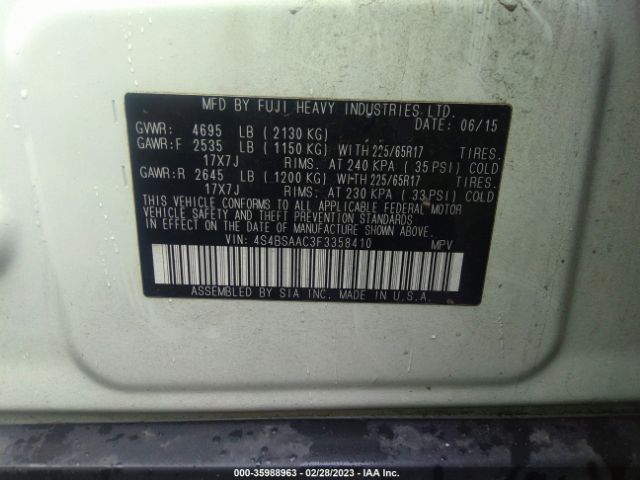 4S4BSAAC3F3358410 Subaru Outback 2.5i