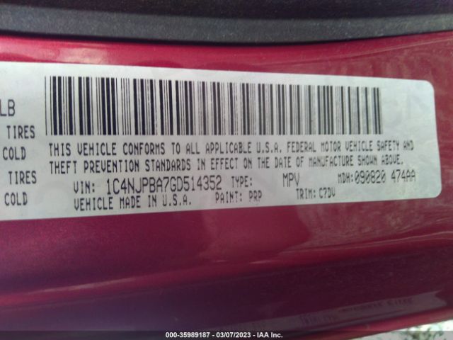 1C4NJPBA7GD514352 Jeep Patriot Sport