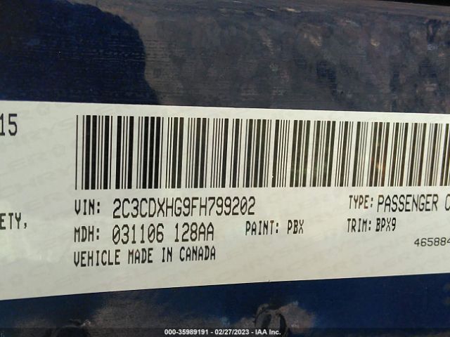 2C3CDXHG9FH799202 Dodge Charger Sxt