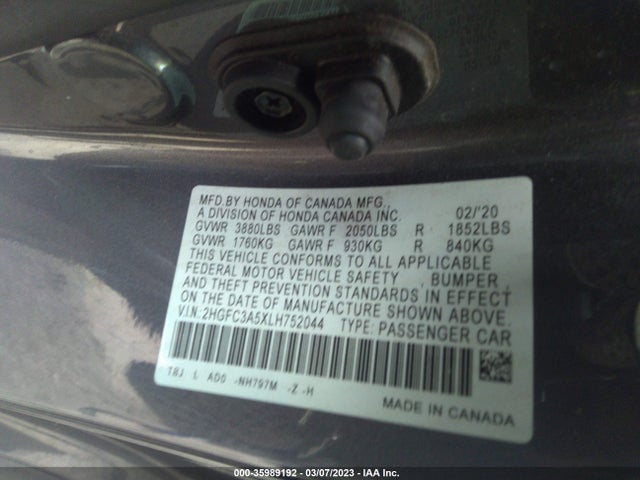 Honda CIVIC SI COUPE 2020 2HGFC3A5XLH752044 Image 9